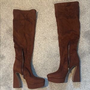 Jessica Simpson Daniyah Brown Knee high Boots platform 7 IN BOX